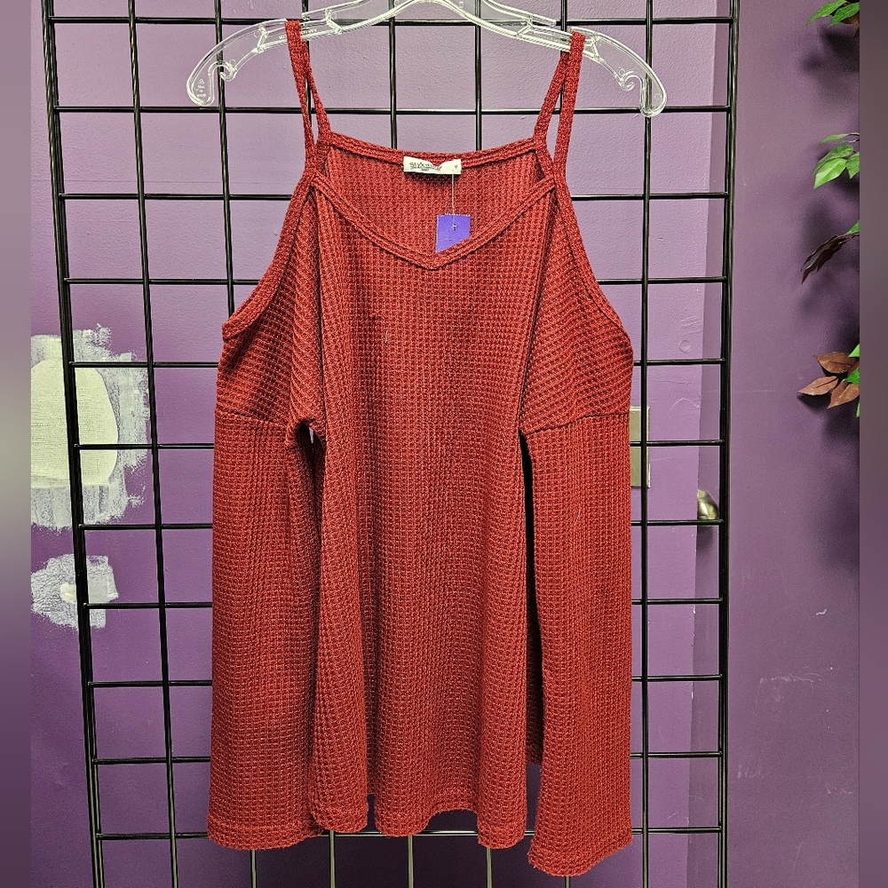 💙 women's shirt long sleeve red M Styleword